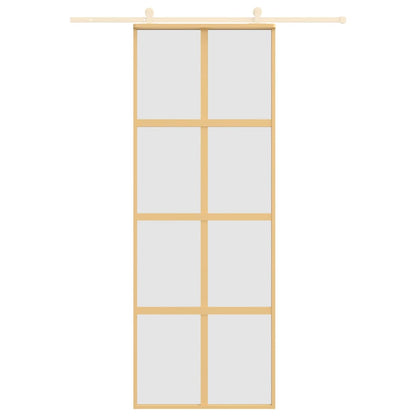 Porta Scorrevole Dorata 76x205 Vetro Smerigliato ESG Alluminio