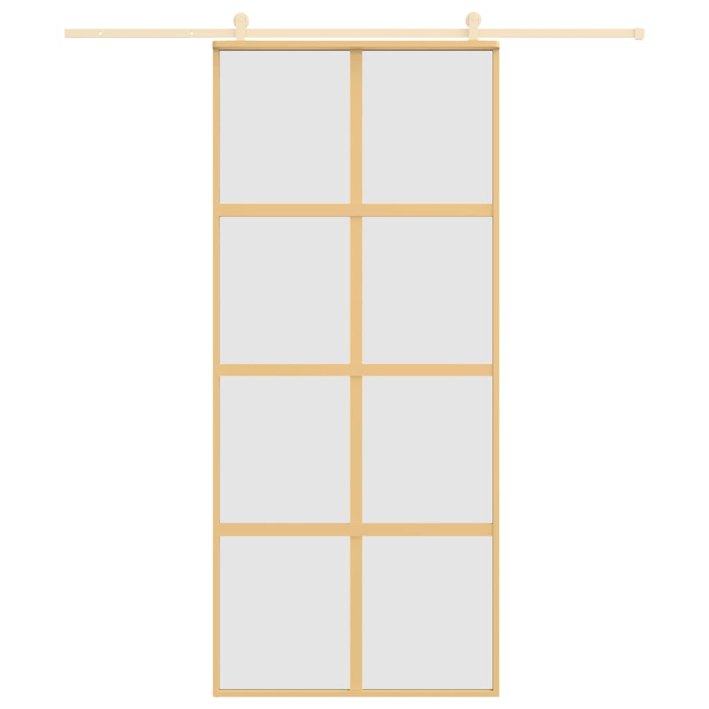 Porta Scorrevole Dorata 90x205 Vetro Smerigliato ESG Alluminio