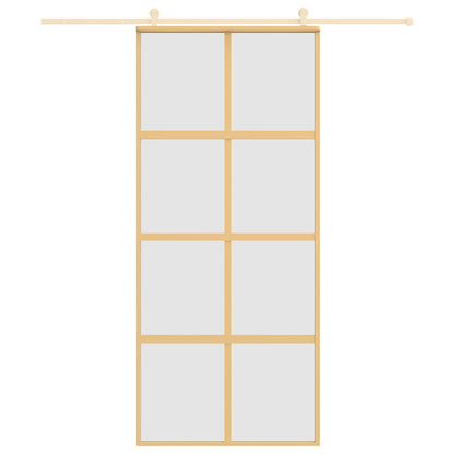 Porta Scorrevole Dorata 90x205 Vetro Smerigliato ESG Alluminio