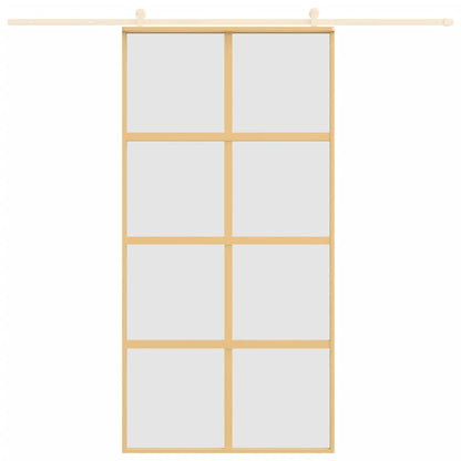 Porta Scorrevole Oro 102,5x205 Vetro Smerigliato ESG Alluminio