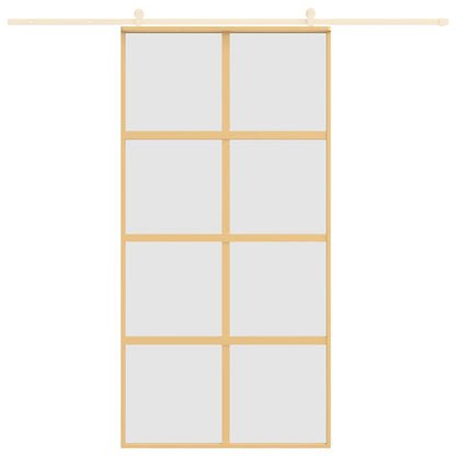 Porta Scorrevole Oro 102,5x205 Vetro Smerigliato ESG Alluminio