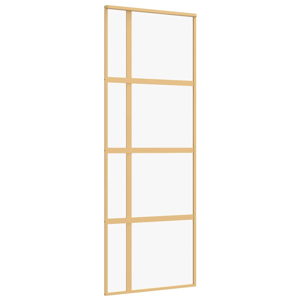 Porta Scorrevole Dorata 76x205 Vetro Trasparente ESG Alluminio