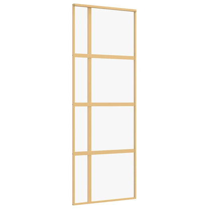 Porta Scorrevole Dorata 76x205 Vetro Trasparente ESG Alluminio