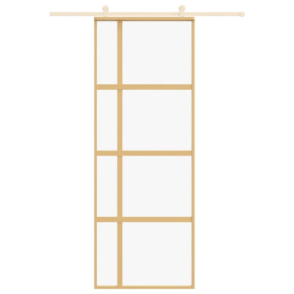 Porta Scorrevole Dorata 76x205 Vetro Trasparente ESG Alluminio