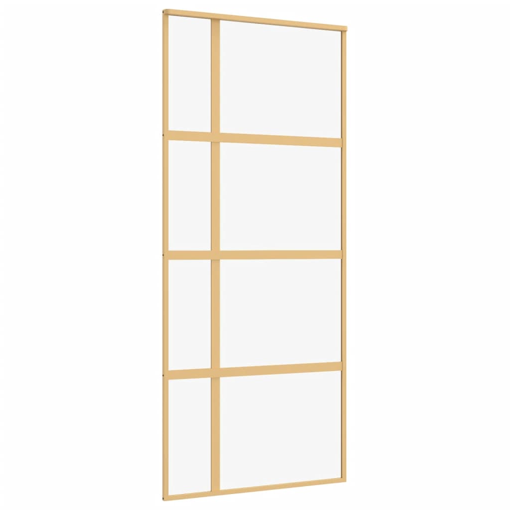 Porta Scorrevole Dorata 90x205 Vetro Trasparente ESG Alluminio