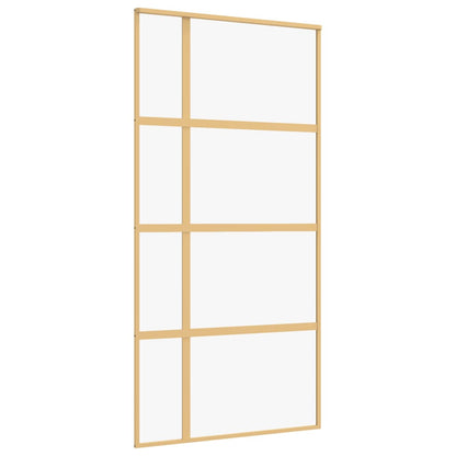 Porta Scorrevole Oro 102,5x205 Vetro Trasparente ESG Alluminio