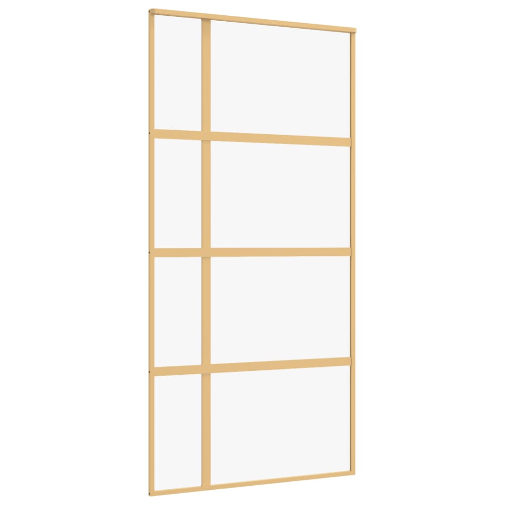 Porta Scorrevole Oro 102,5x205 Vetro Trasparente ESG Alluminio