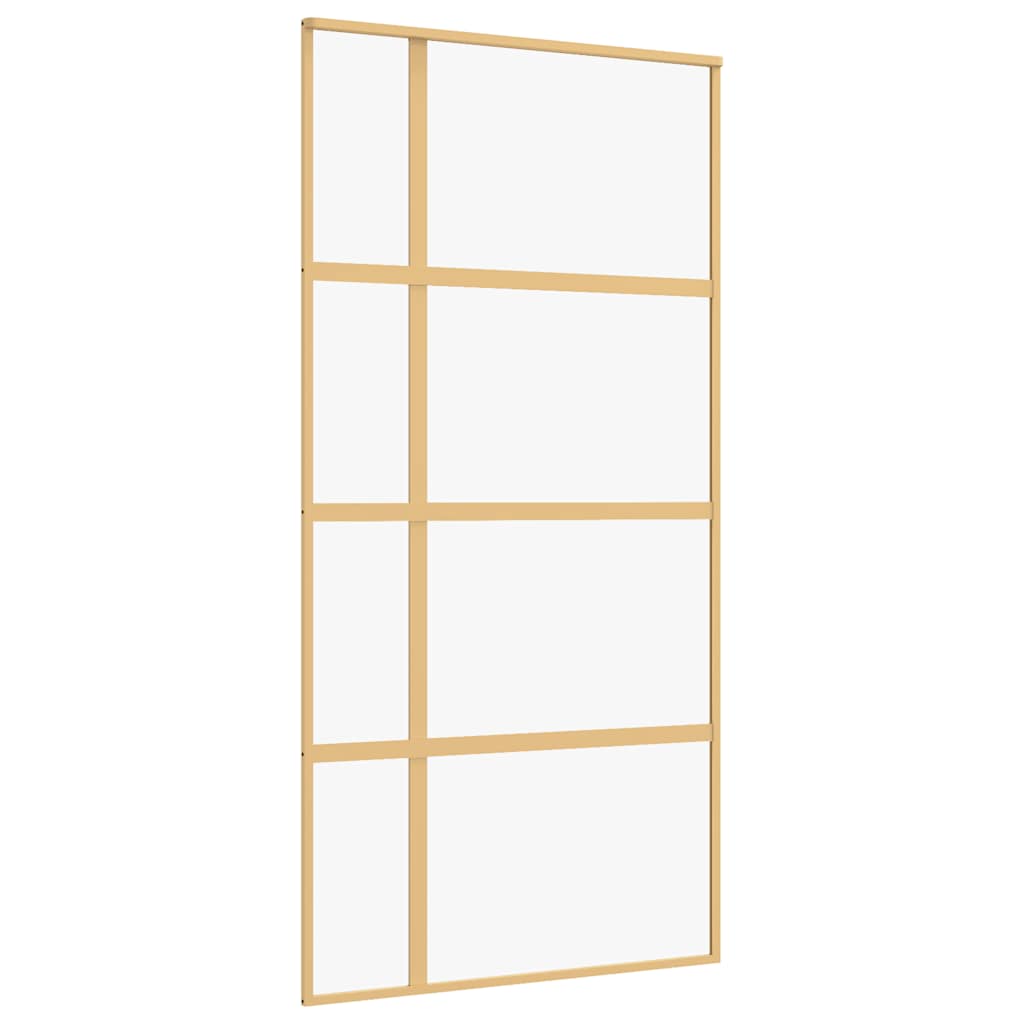 Porta Scorrevole Oro 102,5x205 Vetro Trasparente ESG Alluminio