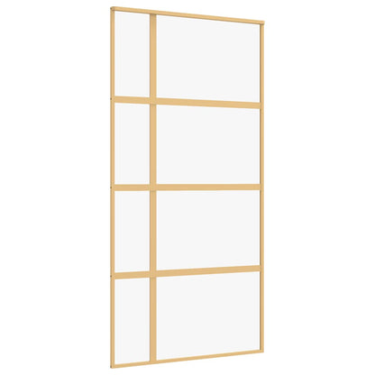 Porta Scorrevole Oro 102,5x205 Vetro Trasparente ESG Alluminio