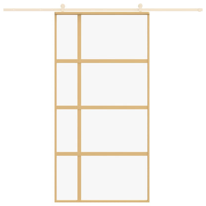 Porta Scorrevole Oro 102,5x205 Vetro Trasparente ESG Alluminio