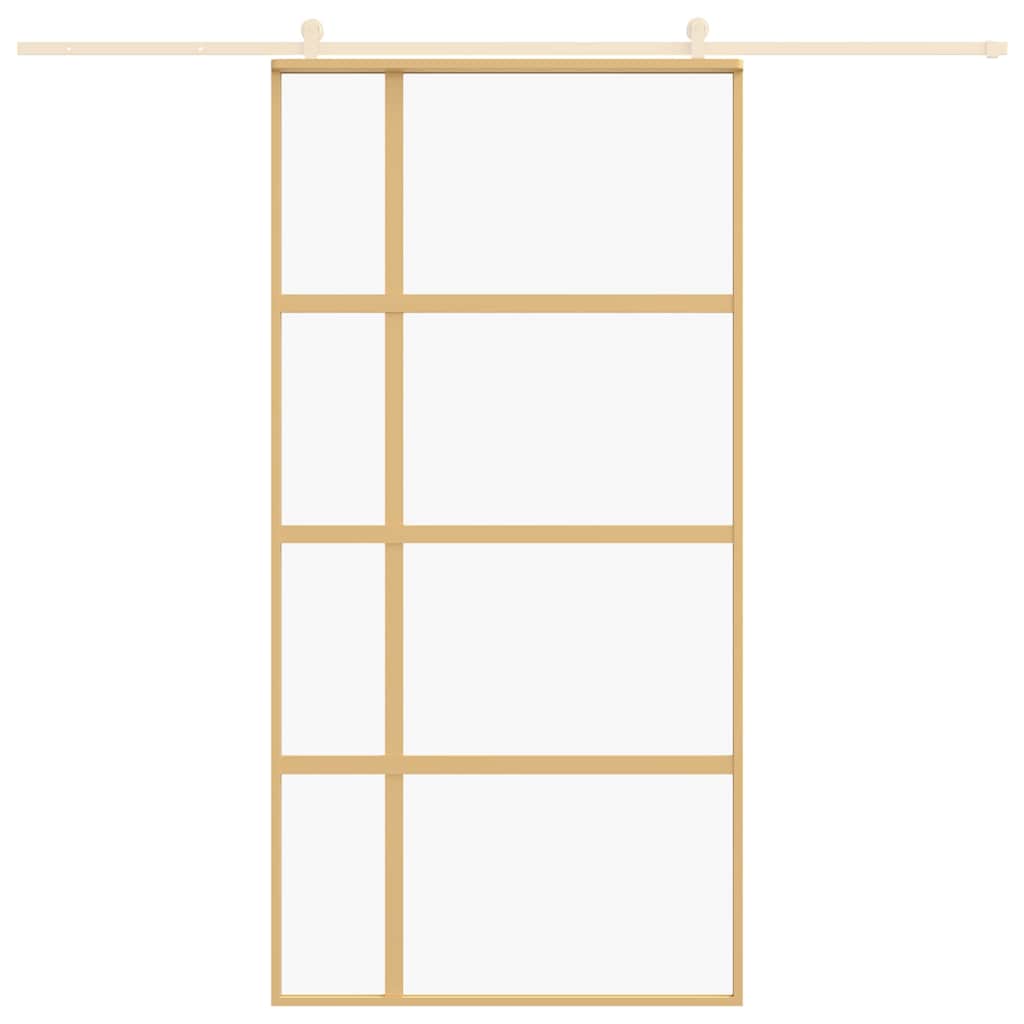 Porta Scorrevole Oro 102,5x205 Vetro Trasparente ESG Alluminio