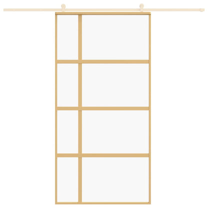 Porta Scorrevole Oro 102,5x205 Vetro Trasparente ESG Alluminio