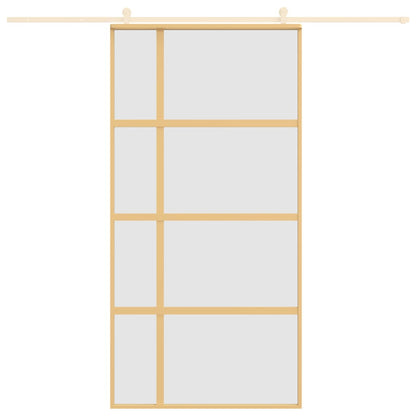 Porta Scorrevole Oro 102,5x205 Vetro Smerigliato ESG Alluminio