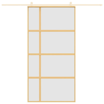 Porta Scorrevole Oro 102,5x205 Vetro Smerigliato ESG Alluminio