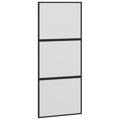 Porta Scorrevole Nera 90x205 cm in Vetro Temperato e Alluminio