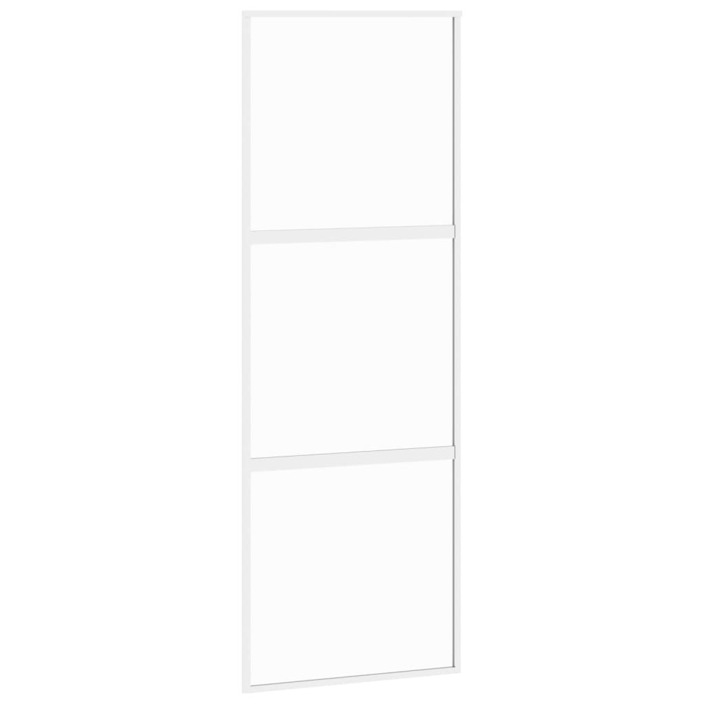 Porta Scorrevole Bianca 76x205 cm Vetro Temperato e Alluminio