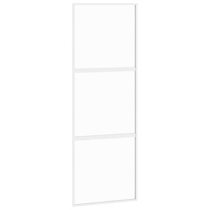 Porta Scorrevole Bianca 76x205 cm Vetro Temperato e Alluminio