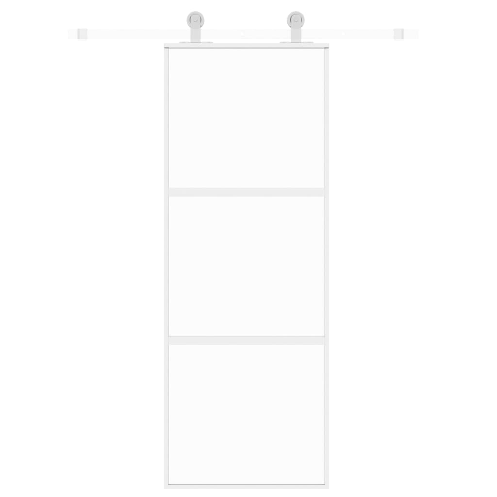 Porta Scorrevole Bianca 76x205 cm Vetro Temperato e Alluminio
