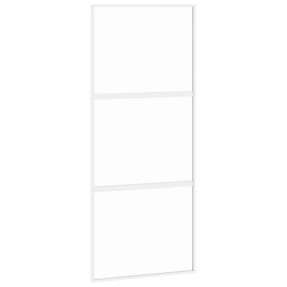 Porta Scorrevole Bianca 90x205 cm Vetro Temperato e Alluminio