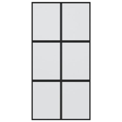Porta Scorrevole Nera 102,5x205 cm Vetro Temperato e Alluminio