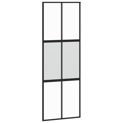Porta Scorrevole Nera 76x205 cm in Vetro Temperato e Alluminio