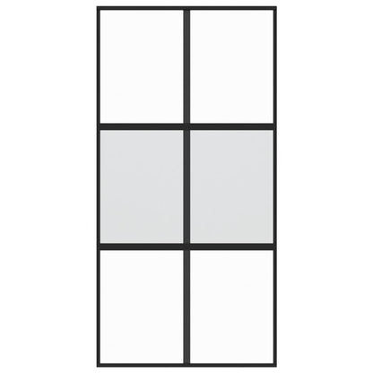 Porta Scorrevole Nera 102,5x205 cm Vetro Temperato e Alluminio