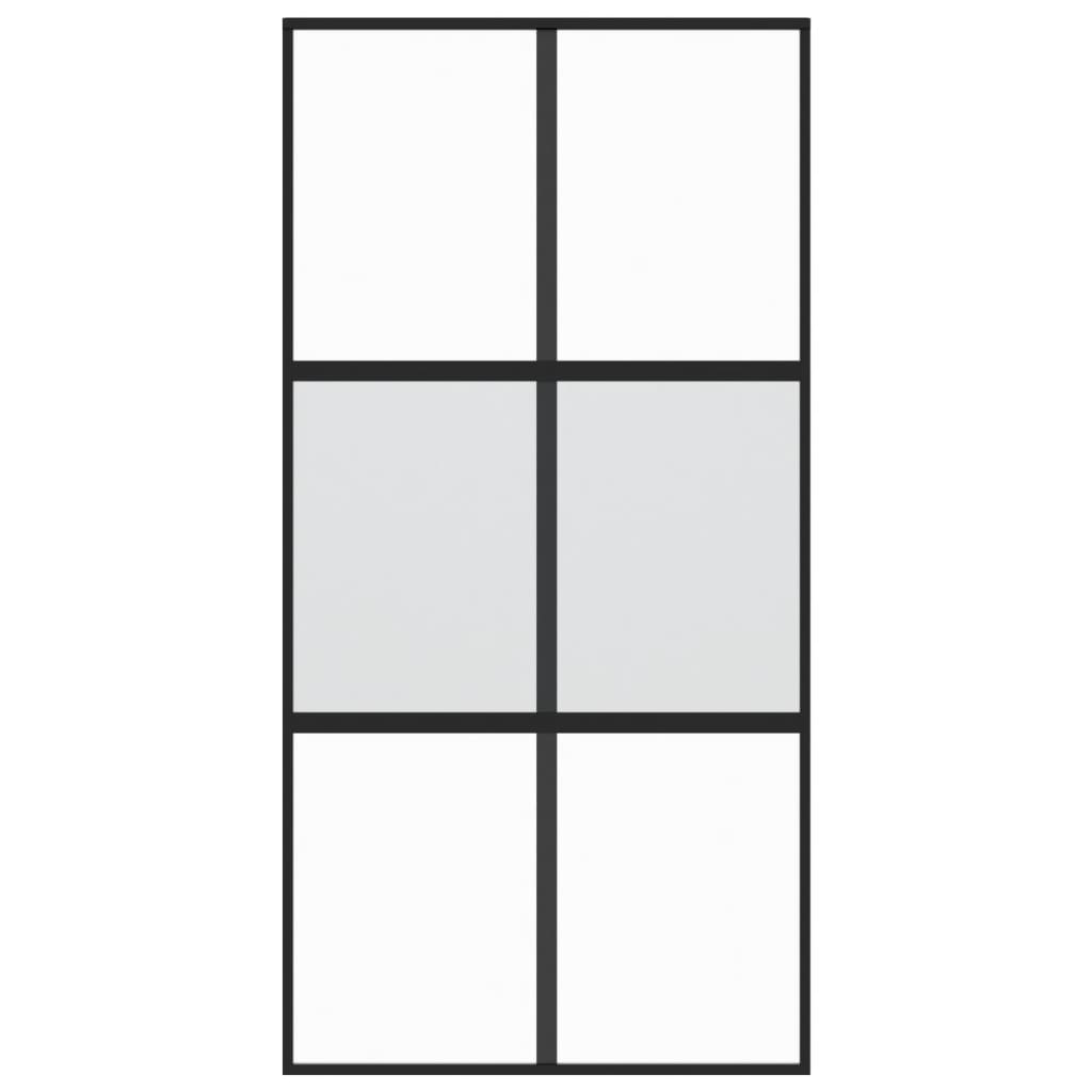 Porta Scorrevole Nera 102,5x205 cm Vetro Temperato e Alluminio