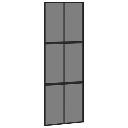 Porta Scorrevole Nera 76x205 cm in Vetro Temperato e Alluminio