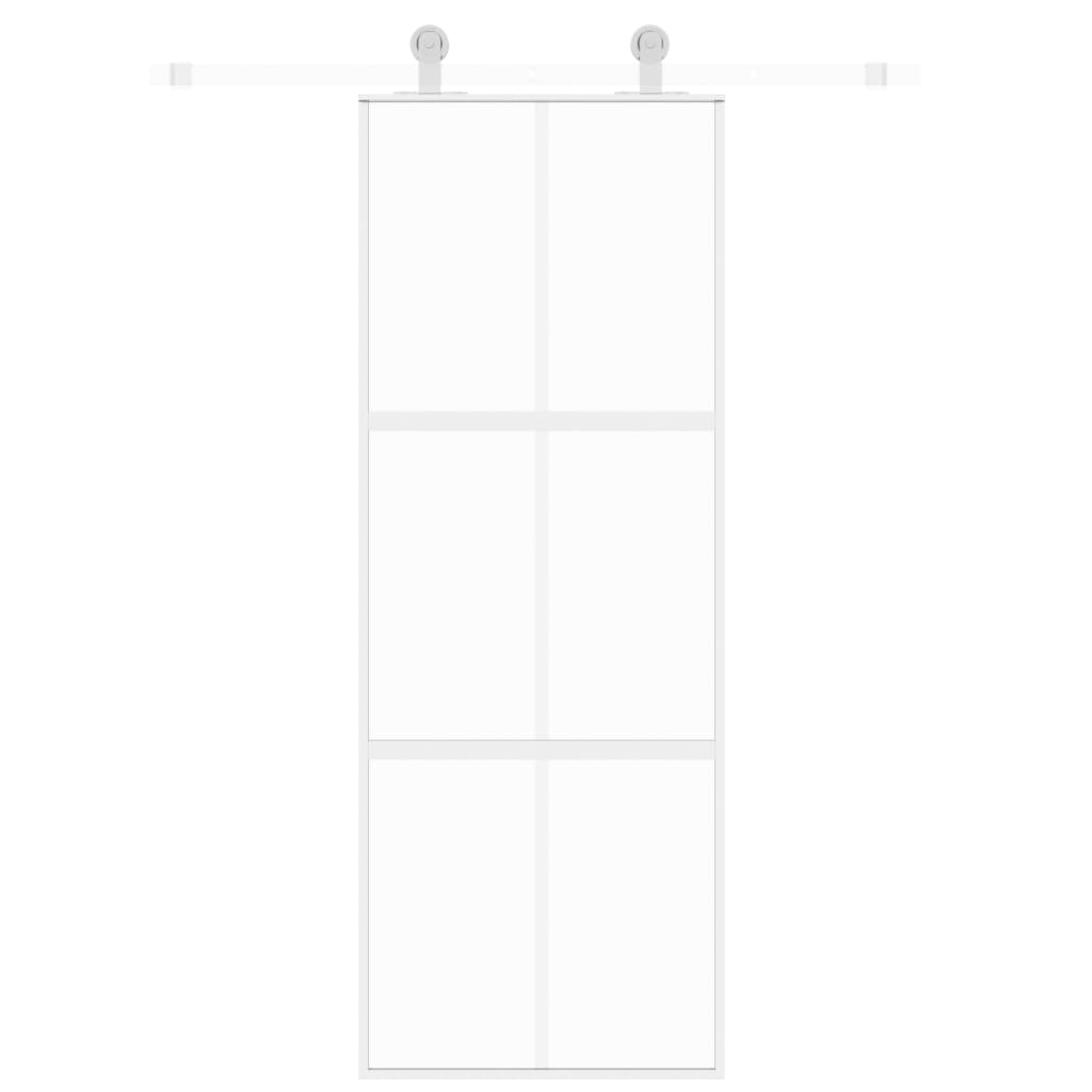 Porta Scorrevole Bianca 76x205 cm Vetro Temperato e Alluminio