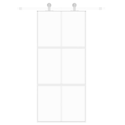 Porta Scorrevole Bianca 90x205 cm Vetro Temperato e Alluminio