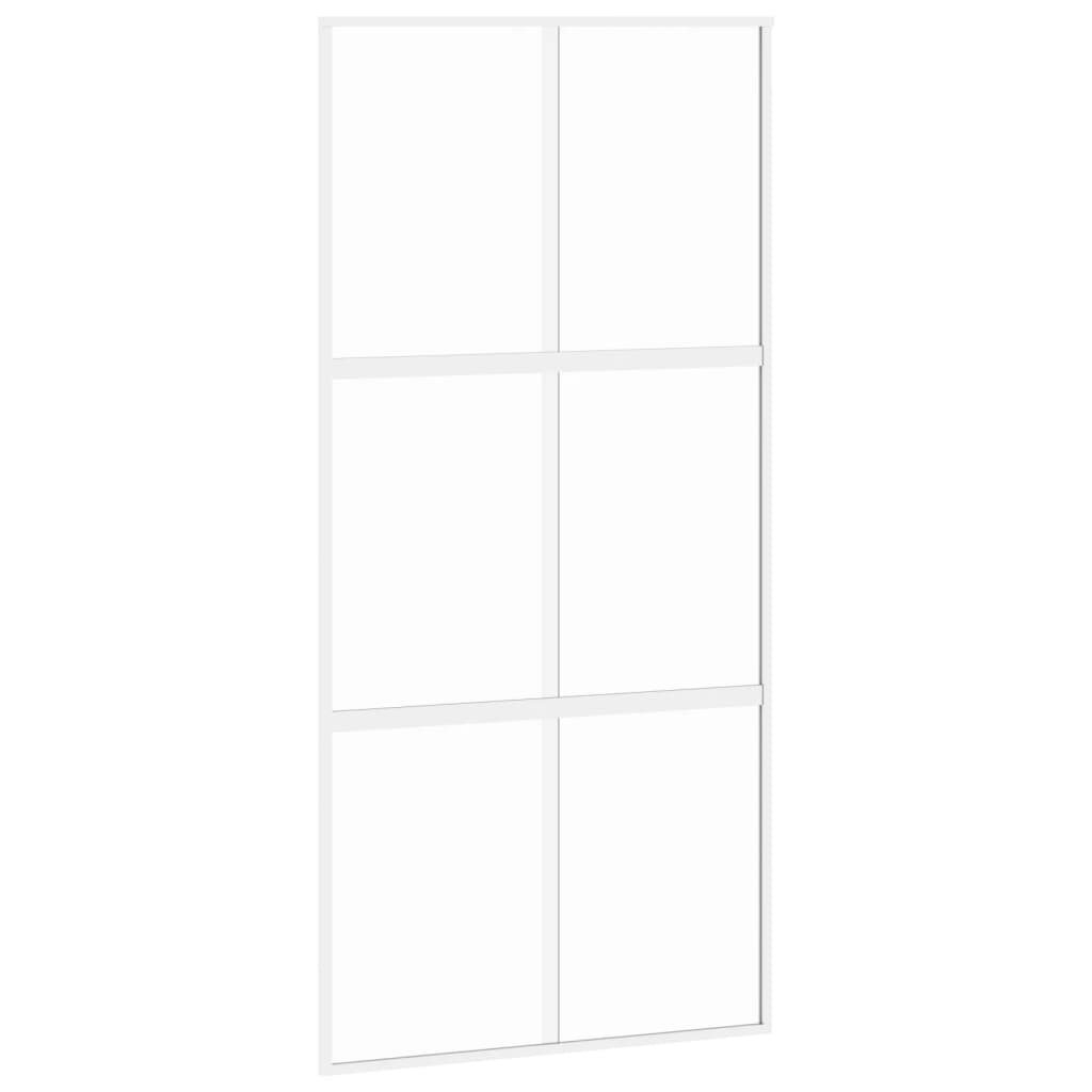 Porta Scorrevole Bianca 102,5x205cm Vetro Temperato e Alluminio
