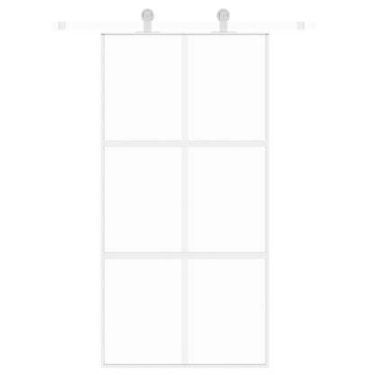 Porta Scorrevole Bianca 102,5x205cm Vetro Temperato e Alluminio