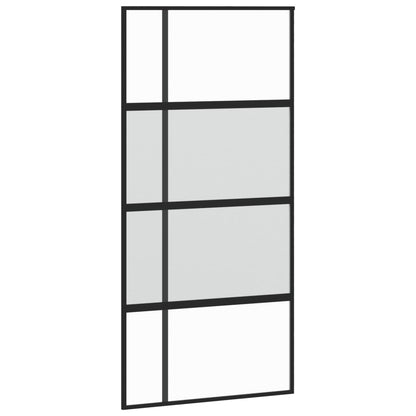 Porta Scorrevole Nera 102,5x205 cm Vetro Temperato e Alluminio