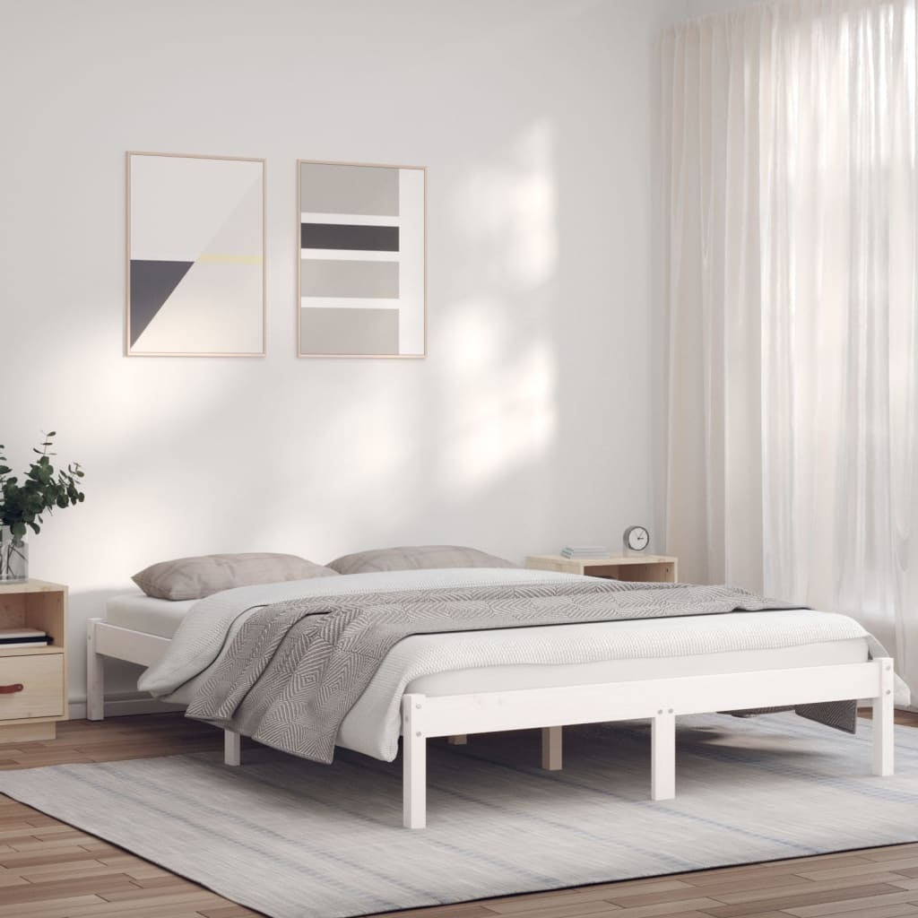 Letto senza Materasso Bianco 140x200 cm Legno Massello di Pino