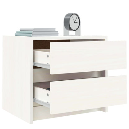 Comodini 2 pz Bianchi 40x31x35,5 cm in Legno Massello di Pino