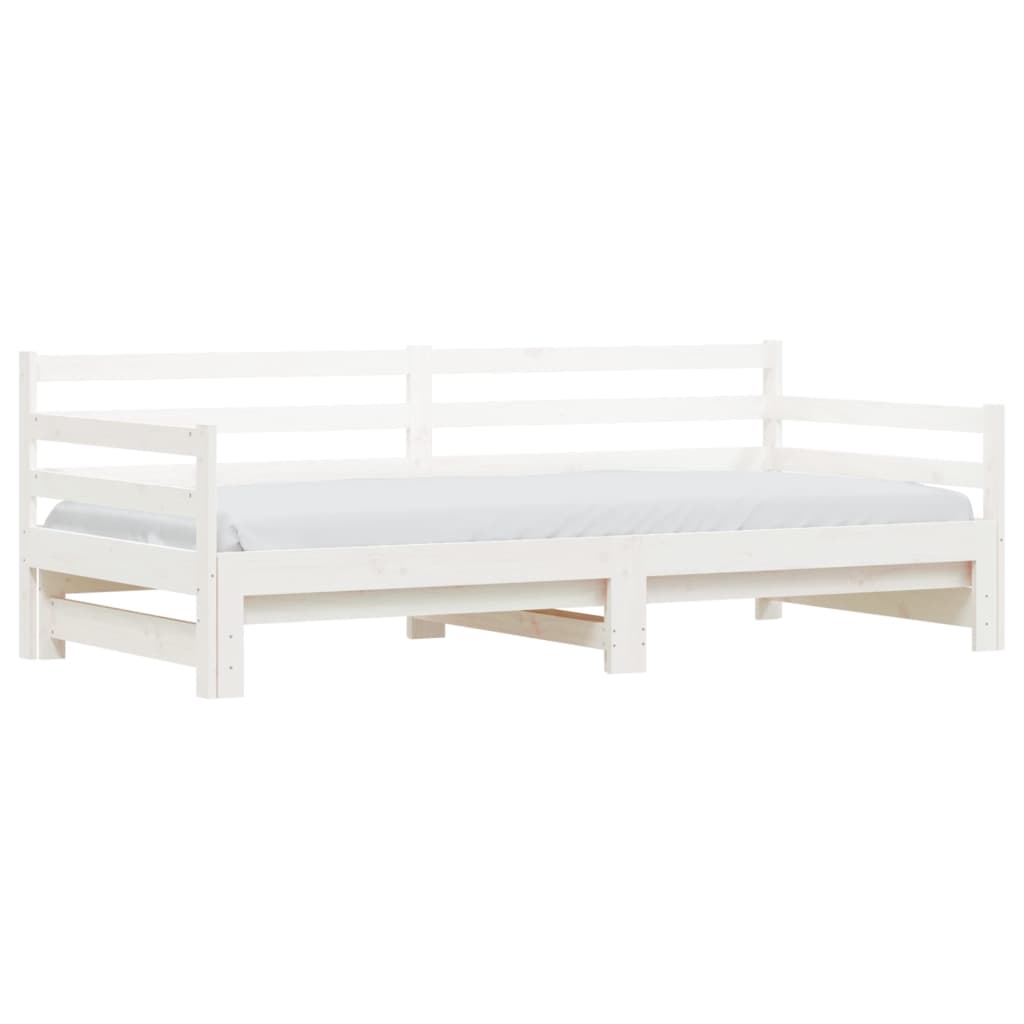 Divano Letto con Letto Estraibile Bianco 90x200cm Massello Pino