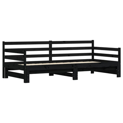 Divano Letto con Letto Estraibile Nero 90x190cm Massello Pino