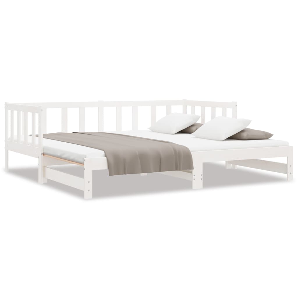 Divano Letto con Letto Estraibile Bianco 80x200cm Massello Pino