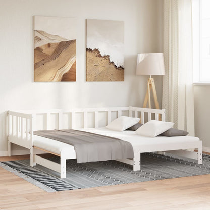 Divano Letto con Letto Estraibile Bianco 80x200cm Massello Pino