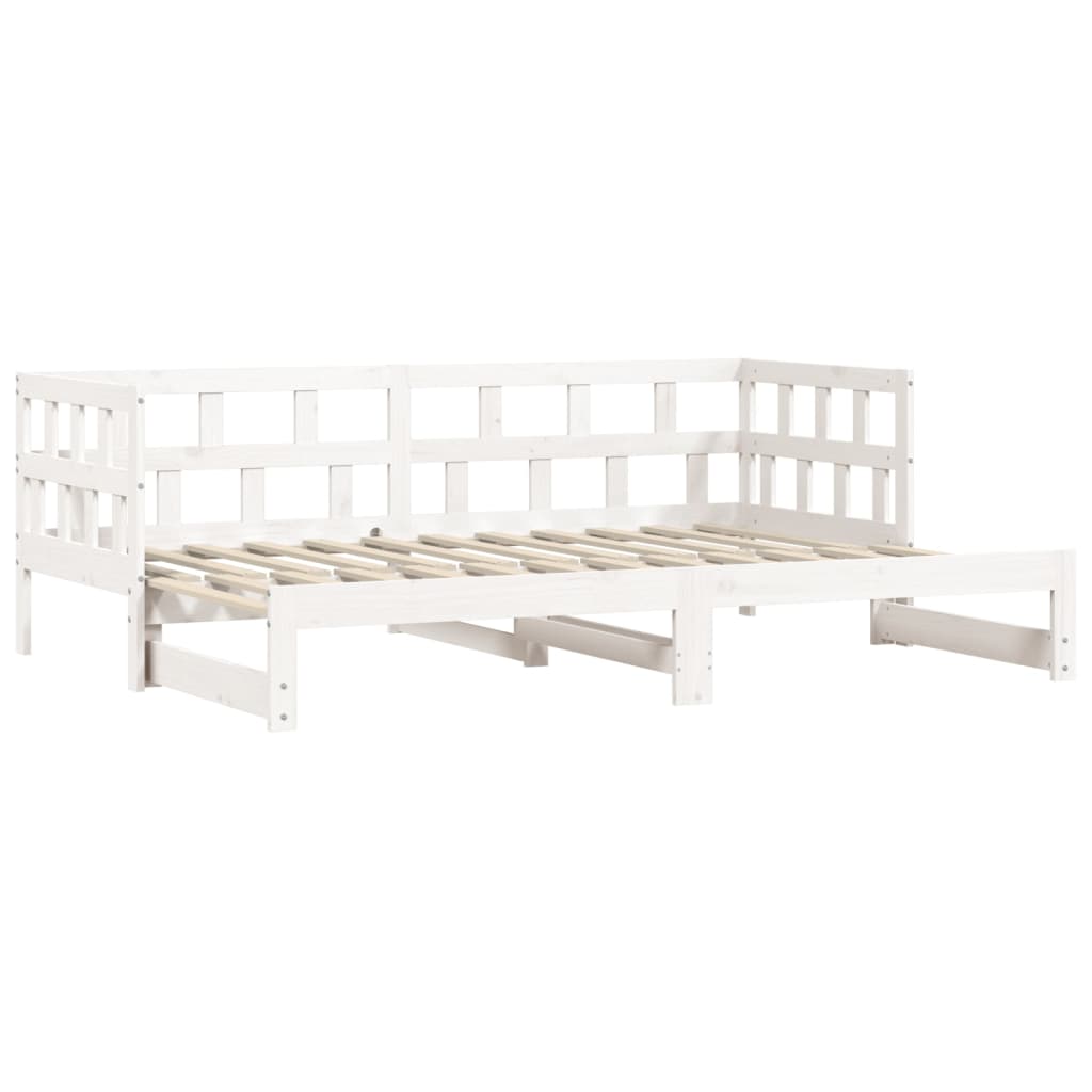 Divano Letto con Letto Estraibile Bianco 90x190cm Massello Pino