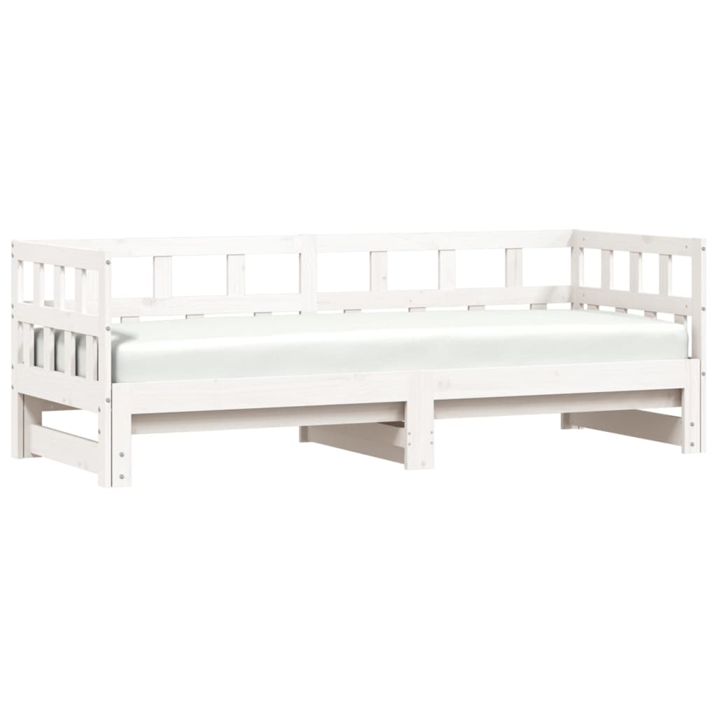 Divano Letto con Letto Estraibile Bianco 90x190cm Massello Pino