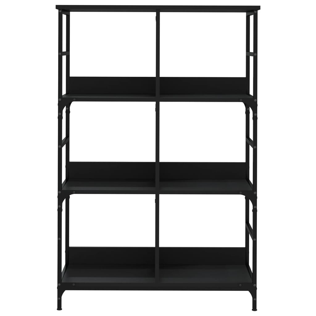 Libreria Nera 78,5x33x117,5 cm in Legno Multistrato