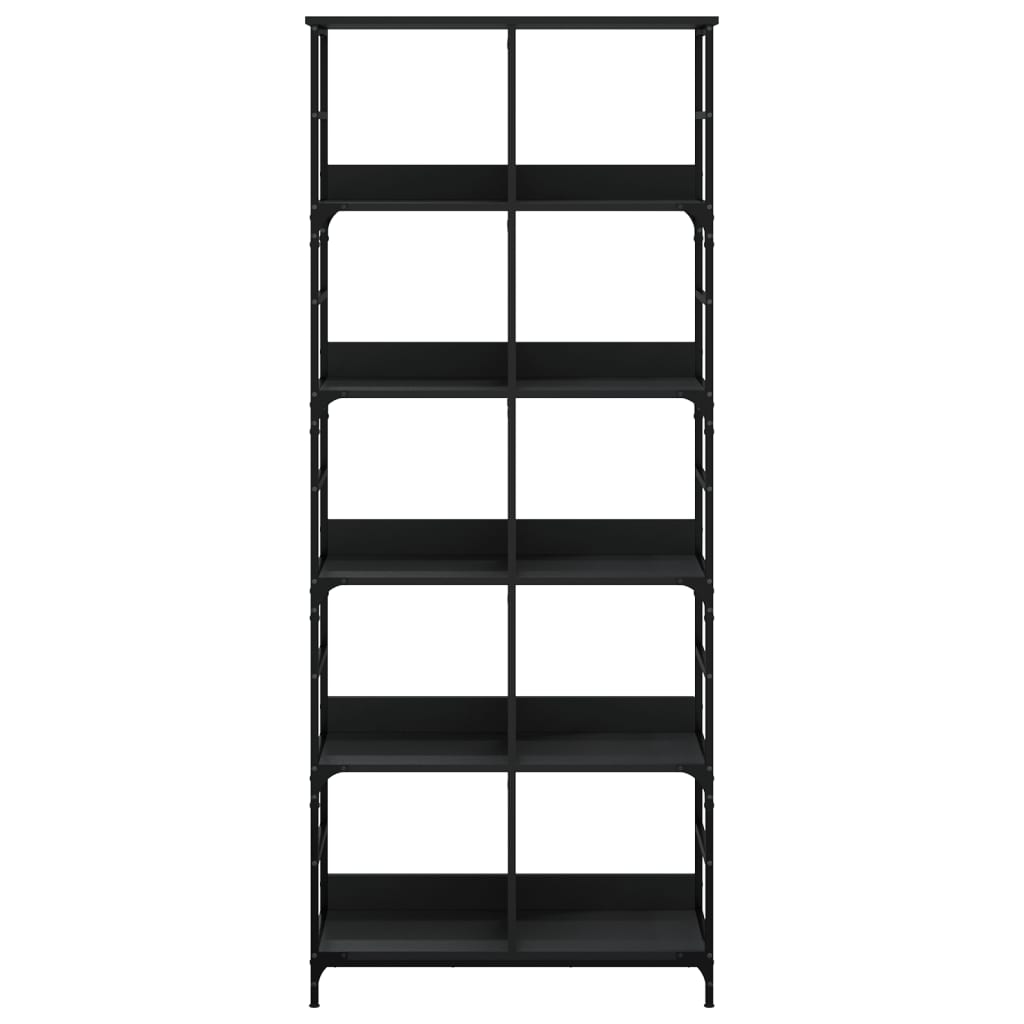 Libreria Nera 78,5x33x188,5 cm in Legno Multistrato