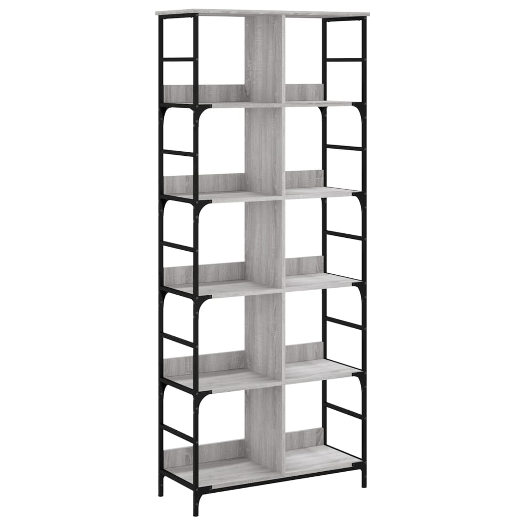Libreria Grigio Sonoma 78,5x33x188,5 cm in Legno Multistrato