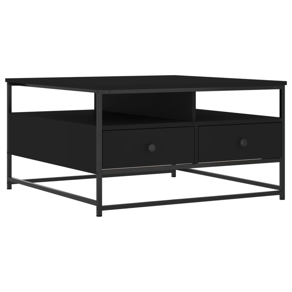 Tavolino da Salotto Nero 80x80x45 cm in Legno Multistrato