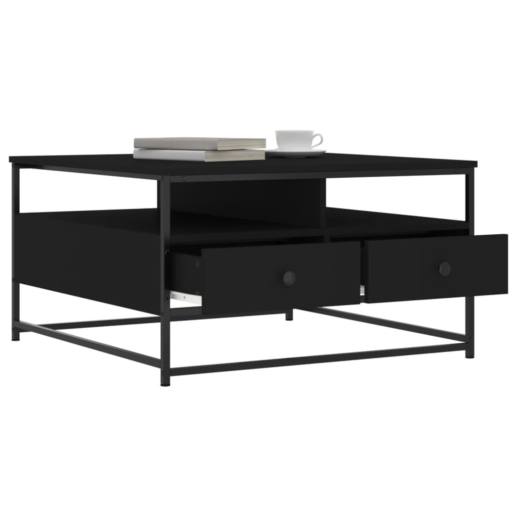 Tavolino da Salotto Nero 80x80x45 cm in Legno Multistrato