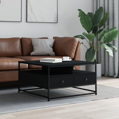 Tavolino da Salotto Nero 80x80x45 cm in Legno Multistrato