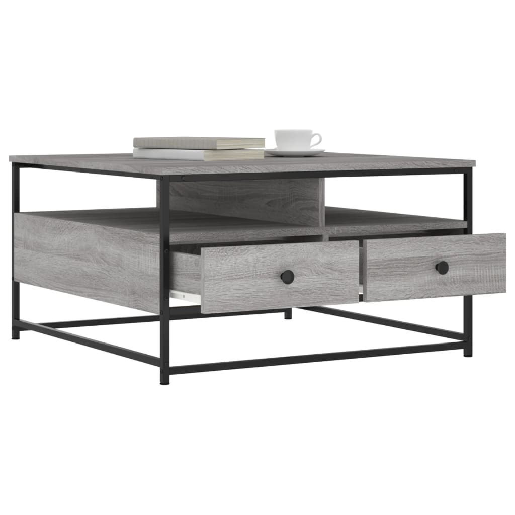 Tavolino da Salotto Grigio Sonoma 80x80x45 cm Legno Multistrato