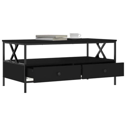 Tavolino da Salotto Nero 100x51x45 cm in Legno Multistrato