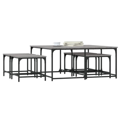 Tavolini Salotto Impilabili 5pz Grigio Sonoma Legno Multistrato